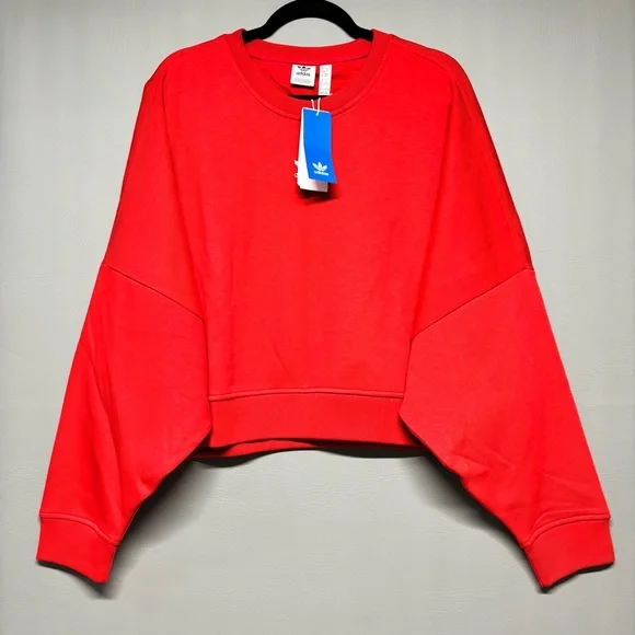 ✨Adidas Women's ESS CREW FL Red Sweatshirt Size L - Picture 2 of 11